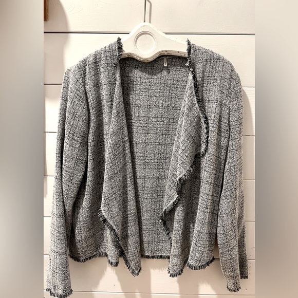 TAHARI black & Gray open front jacket frayed hem size 1x ⚠️ - Picture 1 of 9